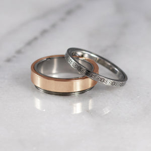 engraved 14k rose gold gamos interlocking engagement and wedding ring