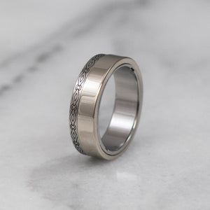 engraved 14k white gold gamos interlocking engagement and wedding ring