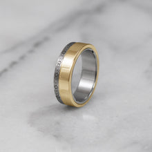 Load image into Gallery viewer, engraved 14k yellow gold gamos connectable engagement and wedding ring