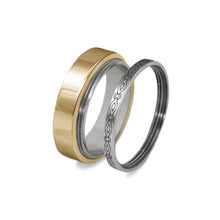 Load image into Gallery viewer, engraved 14k yellow gold gamos connectable engagement and wedding ring