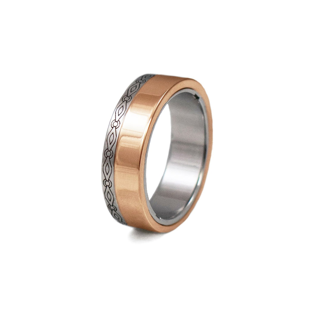 engraved 14k rose gold gamos interlocking engagement and wedding ring