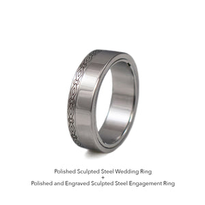 Engraved Vída Ring Sculpted Steel