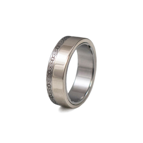 engraved 14k white gold gamos interlocking engagement and wedding ring