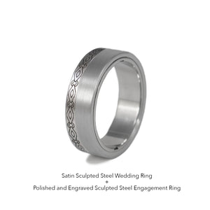 Engraved Vída Ring Sculpted Steel